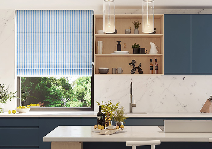 Lace Stripes, Vintage Blue - Twist&Fit Roman Blind - Image 3